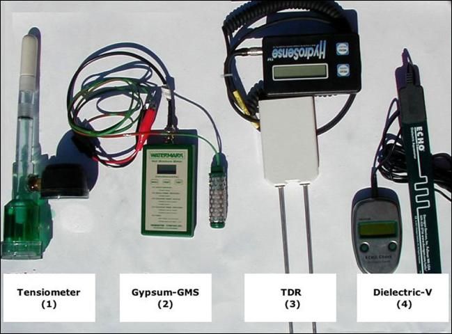 Figure 3. Soil moisture devices tested in Miami-Dade County agricultural soils