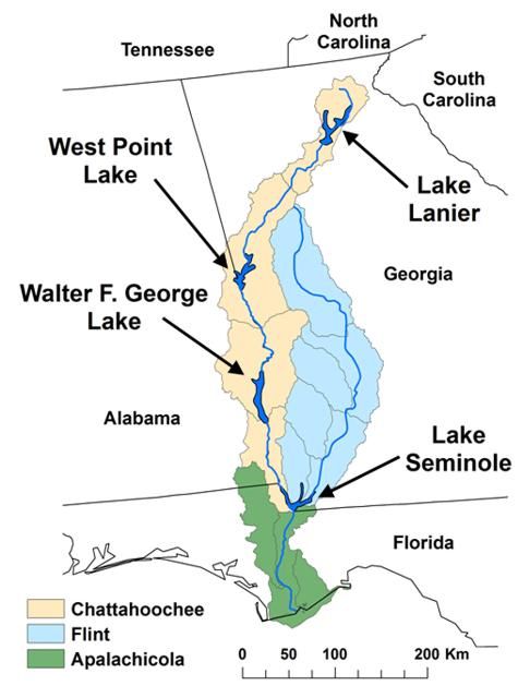 Figure 1. The ACF basin and major reservoirs.