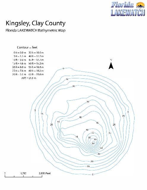 Figure 5. Bathymetric map of Lake Kingsley, Clay County Florida.