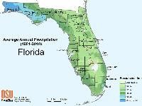 Figure 3. Precipitación anual promedio de la Florida, 1981–2010.