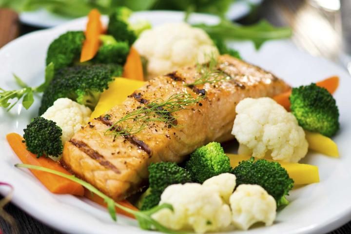 Figure 2. Salmon is a rich source of vitamin D, and broccoli is a good source of calcium. The two nutrients work together in our bodies.