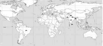 Distribuição mundial do caracol indiano (Macrochlamys indica Benson). 