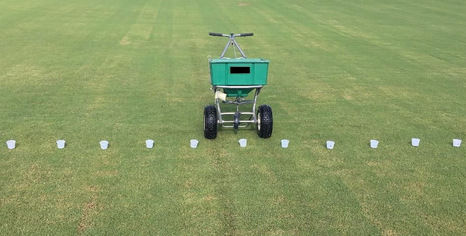 Figure 5. Catch cans are used to determine spread uniformity and swath width.