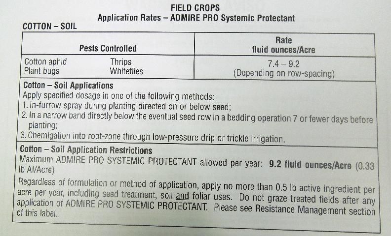Figure 6. Product approved for soil application use in cotton.