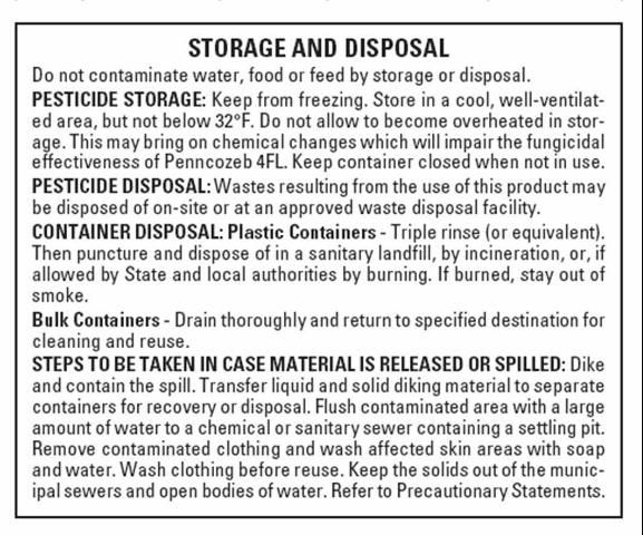 Figure 2. The Storage and Disposal section of the label often contains specific temperature information.