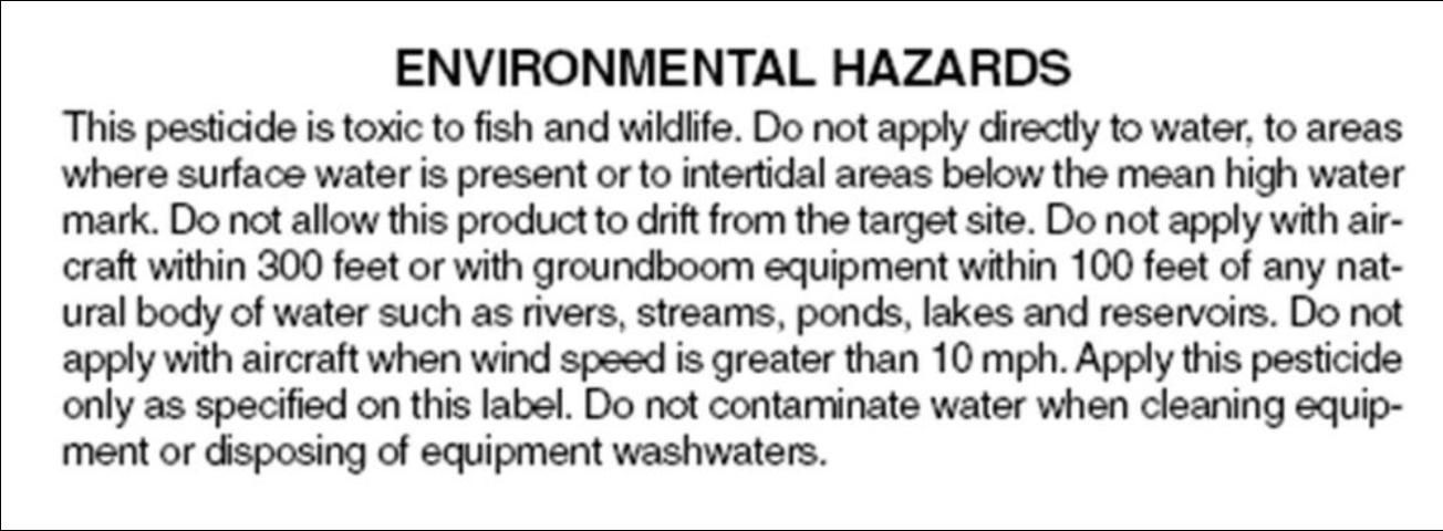 Figure 3. Example of environmental-hazards information included on a pesticide label
