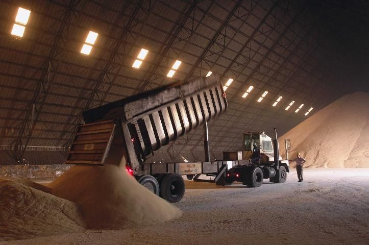 Figure 3. Raw sugar being stored before refining.