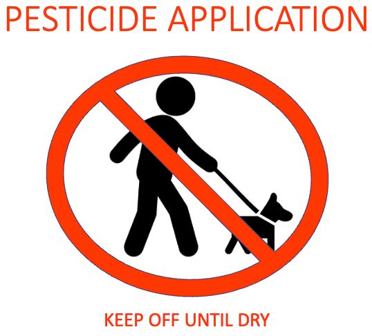This is a common figure on signs used by commercial applicators. It indicates pets should not walk in the area unless the product has dried. 