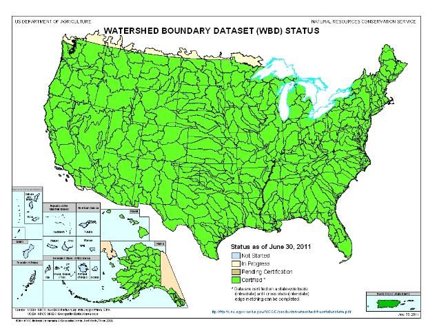 Figure 2. US watersheds and boundaries (hydrologic unit codes or HUCs) at the sub-basin level.