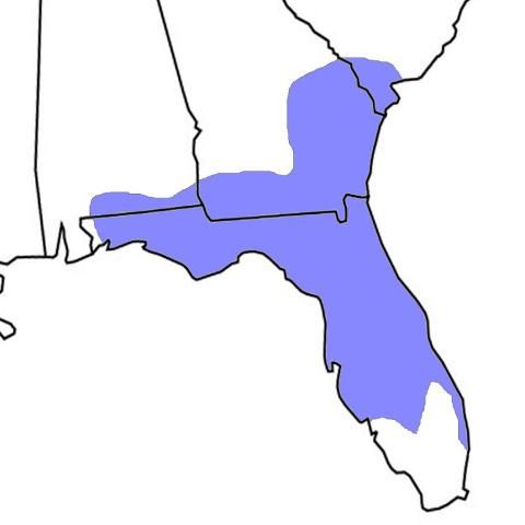 Figure 7. Distribution of Florida pinesnakes in the southeastern United States.
