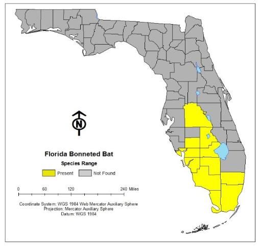 Figure 2. Florida bonneted bats can be found in just 10 counties in southern Florida.