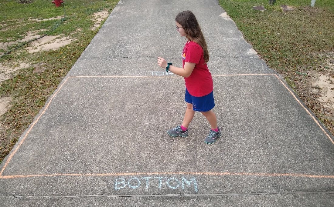 Figure 27 A girl showing which direction she would dance on the honey bee frame if the floral source was at the 9 o’clock position.
