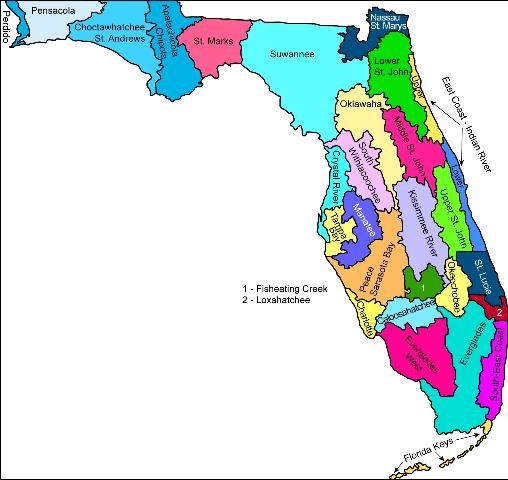 Figure 4. Major Florida watersheds.
