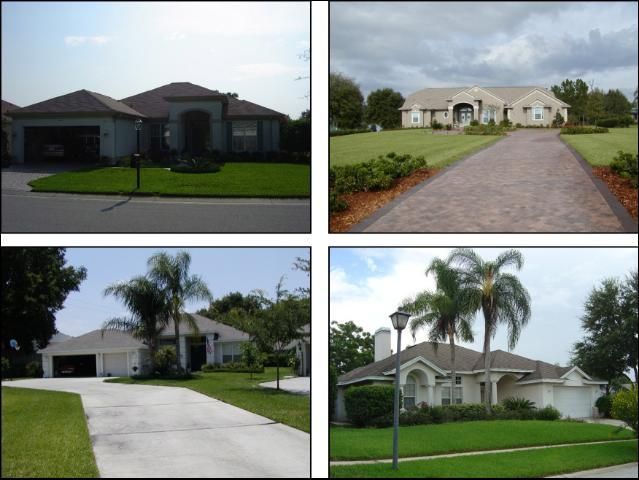 Examples of typical home landscapes, T1 and T2, where the turfgrass area is greater than the bedded area.