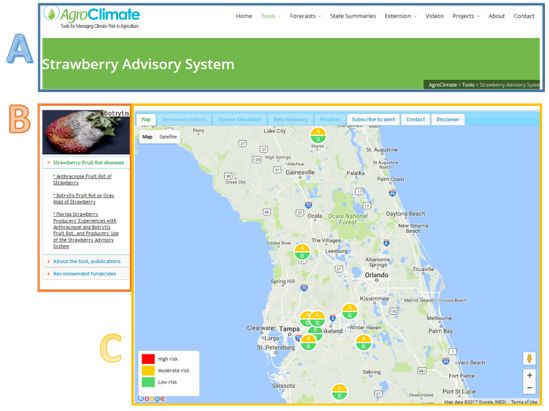 Figure 1. The main web page for the Strawberry Advisory System.