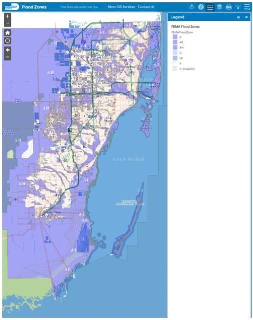 Figure 7. Flood zone (or flood insurance rate) map of Miami-Dade County.