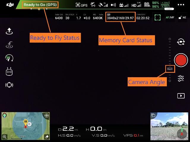 Figure 1. Screenshot of DJI GO 4 app showing 