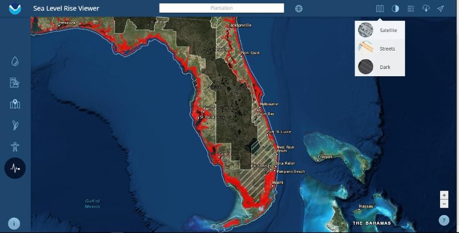 Figure 2. Risk of high-tide flooding in Florida (water level rise of 6 ft).