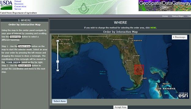 Figure 6. Screenshot of the GDG viewer. A user can select an area of interest by state and county and the types of data on the screen.