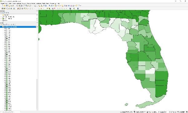 Spatial (county-level) variations of people in the age group 14 to 17 on July 1, 2014.