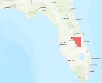This publication focuses on Osceola County, Florida. Osceola County is marked on the map in red. 