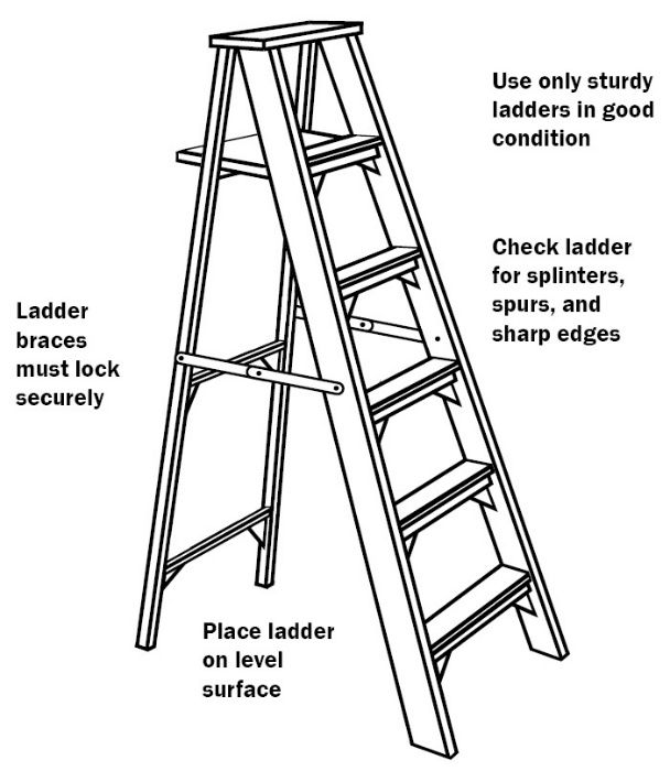 Check ladders for general safety before using them. 