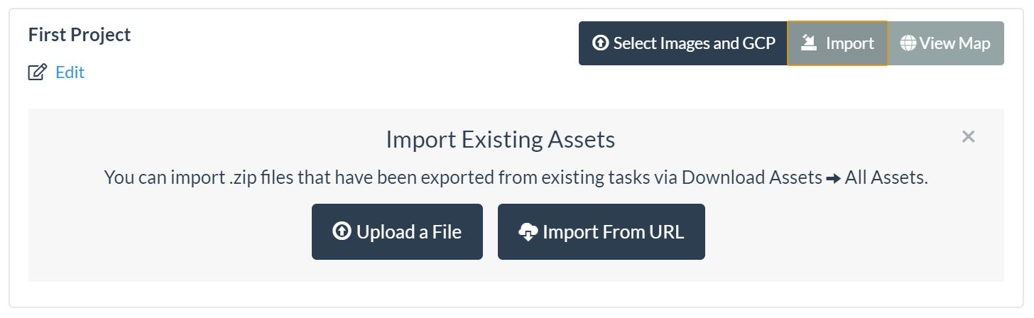 Dashboard Import popup. 