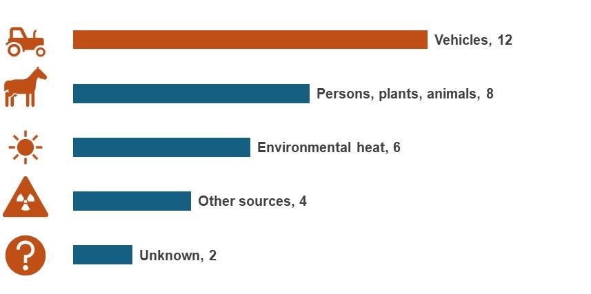 Fatalities by injury source.