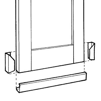 Figure 5. Rodentproofing a door, placing channel at bottom and cuffs at sides over channel.