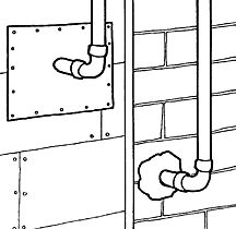 Figure 4. Rodentproofing openings around pipes with sheetmetal (left) and concrete (right).