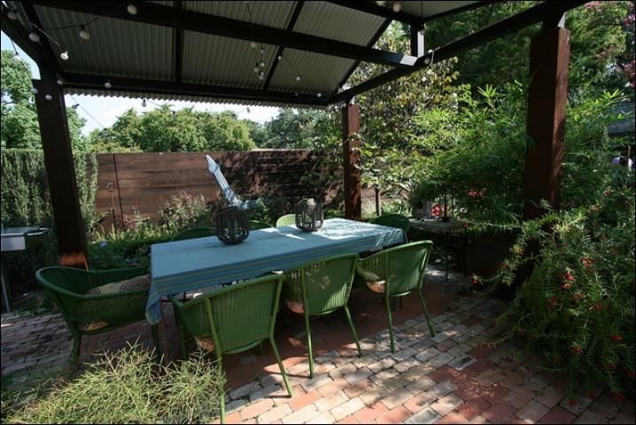 Figure 12. An overhead structure provides shade for the dining area.