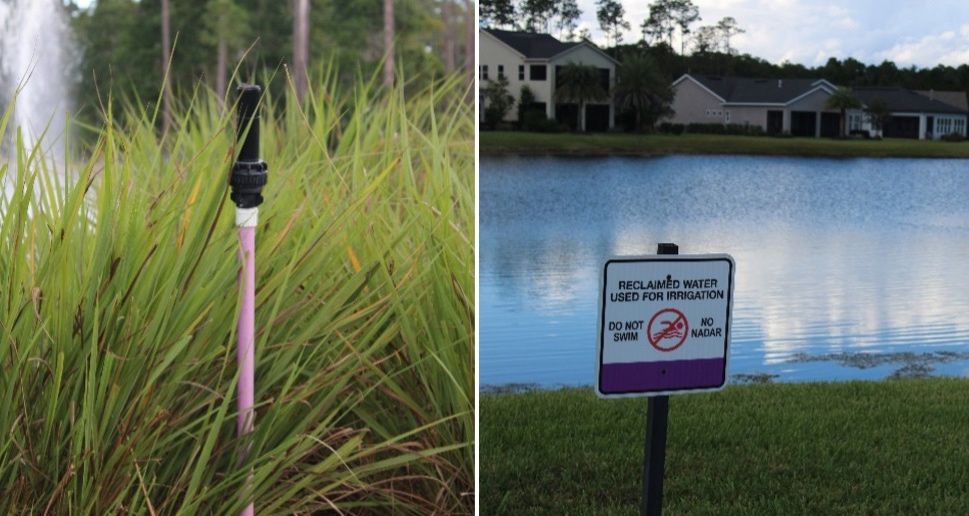 All reclaimed water piping, fixtures, valves, heads, etc. are required to be purple in color and labeled “Do not drink this water.” 