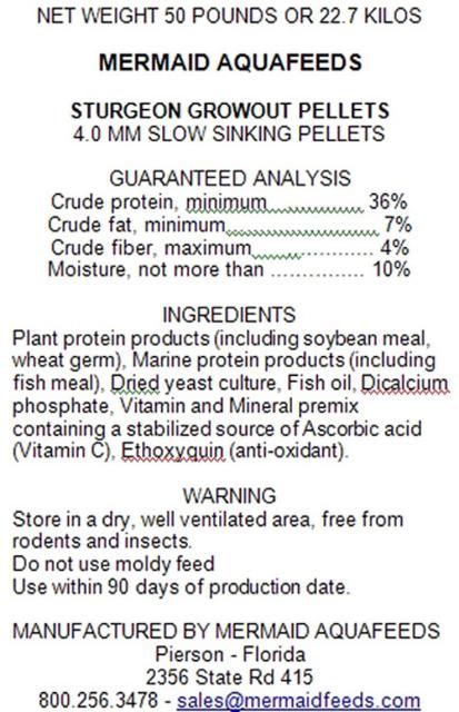 Figure 1. Example of a typical fish food label.