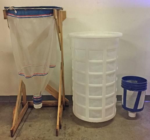 Figure 4. Alternatives to a bucket include a modified plankton tow net or a plastic barrel. These will provide greater mesh surface area and will accommodate larger spawns than a bucket.