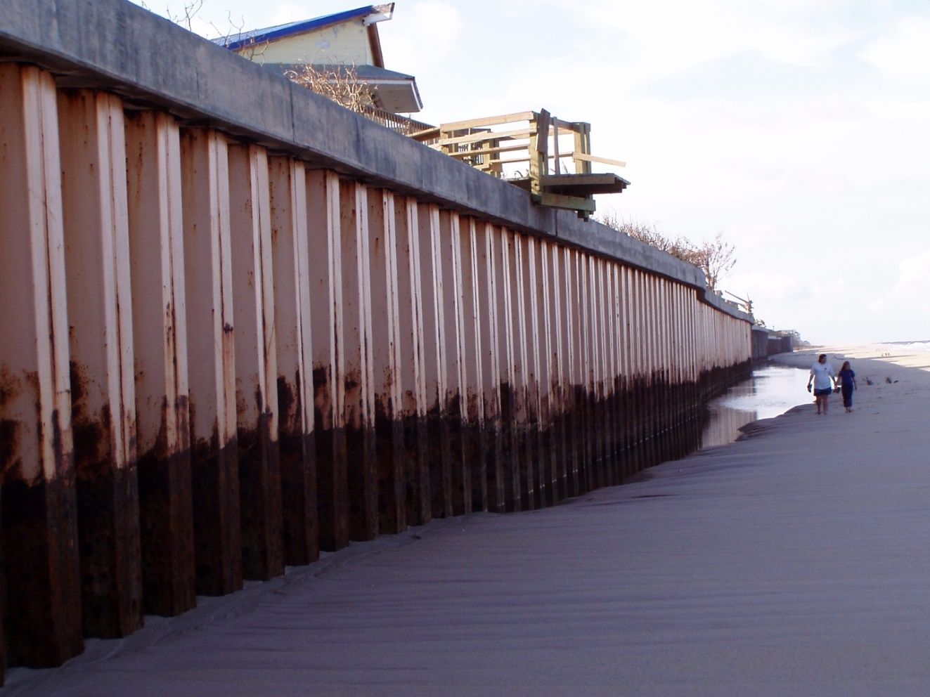 Example of a sheet pile wall where the beach dune system has been disrupted. 