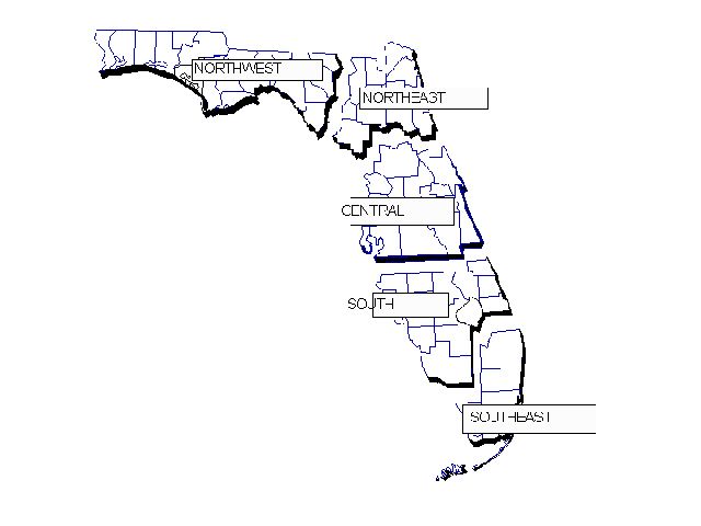 Figure 1. Geographic regions used for the Florida Land Value Survey.