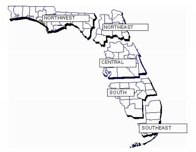 Figure 1. Geographic regions used for the Florida Land Value Survey.