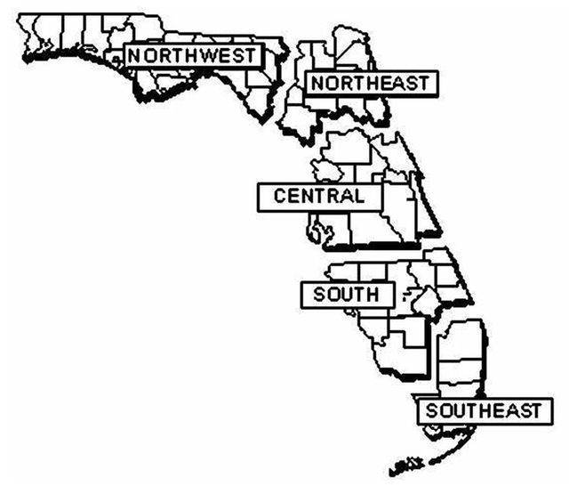 Figure 1. Geographic regions used for the Florida land value survey.