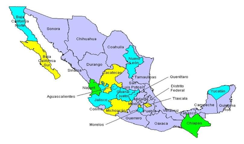 Figure 4. Map of Mexican states with strawberry production