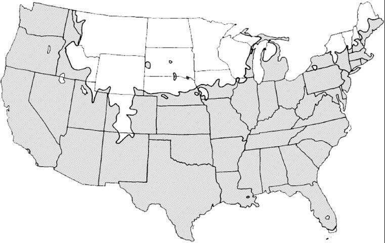 Figure 4. Shaded area represents potential planting range.