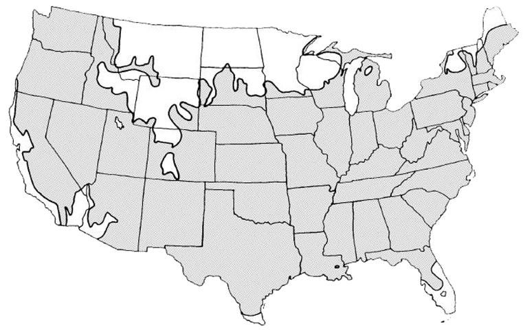 Figure 1. Shaded area represents potential planting range.