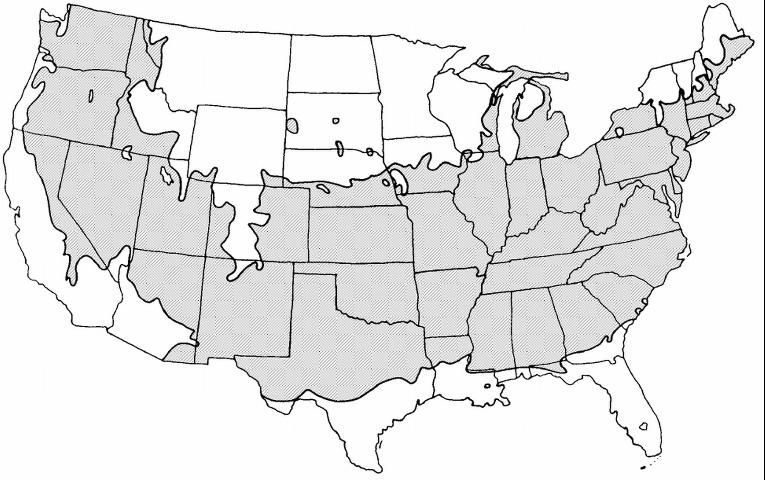 Figure 2. Shaded area represents potential planting range.