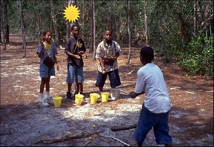 Figure 3. Youth at this Environmental Education Center play a game to reinforce the concept of energy flow.