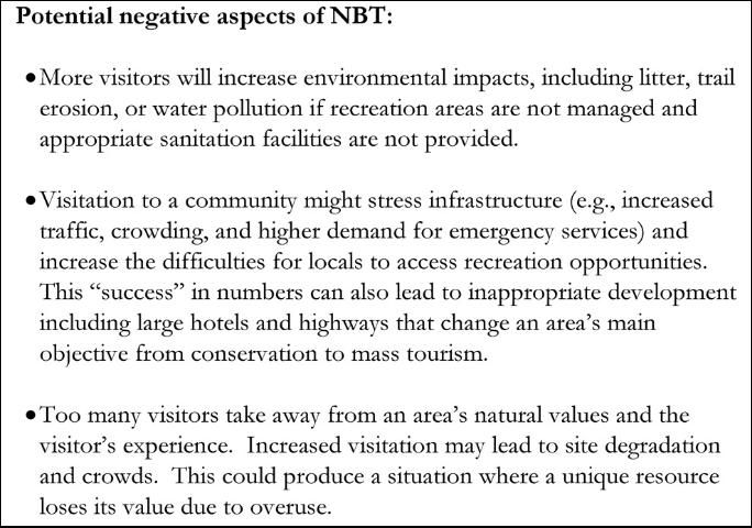 Figure 3. Costs of Nature-based Tourism Examples.
