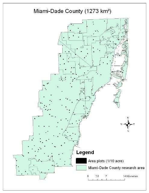 Figure 1. Urban forest effects analysis in the Miami-Dade County, Florida area.