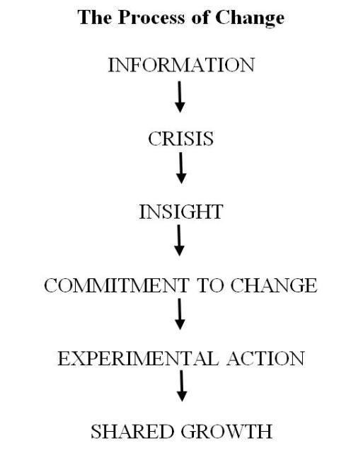 Figure 2. The process of change. Adapted from The Long Trail from Information-Giving to Behavioral Change, by D. Mace, 1981, Family Relations, 30, p. 599–606.