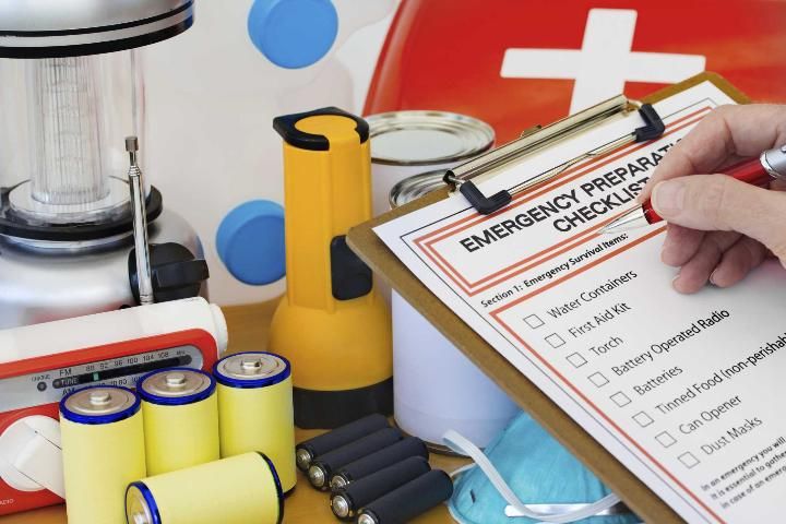 Figure 1. In case of a winter weather event, be sure to have extra batteries, water, canned goods, flashlights, and medical supplies in stock.