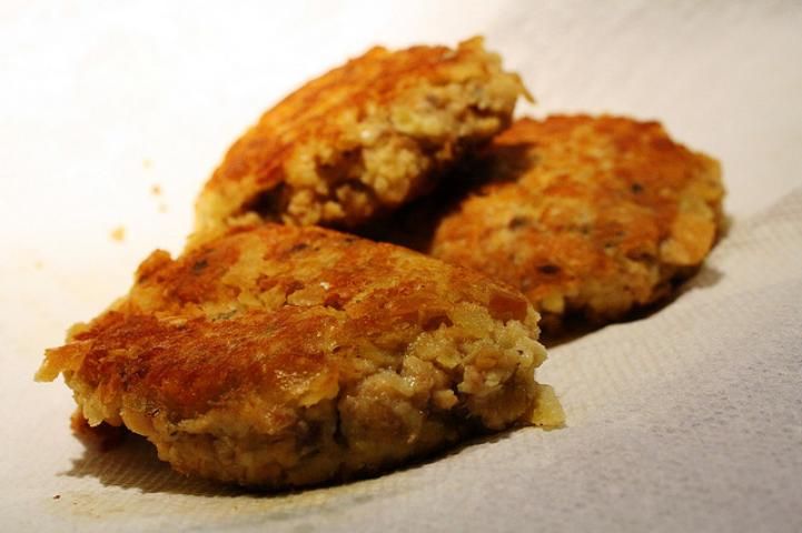 Figure 4. Salmon is another non-dairy food that contains calcium. These salmon croquettes are made from canned salmon including the crushed bones, which are an excellent source of calcium.