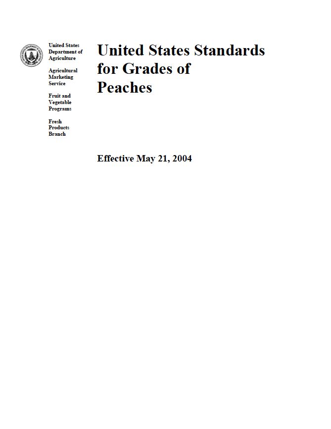 Front cover page of U.S. Standards for Grades of Peaches ().
