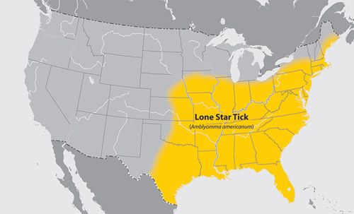 Figure 2. Distribution and range of the lone star tick, Amblyomma americanum (Linnaeus), in the United States.